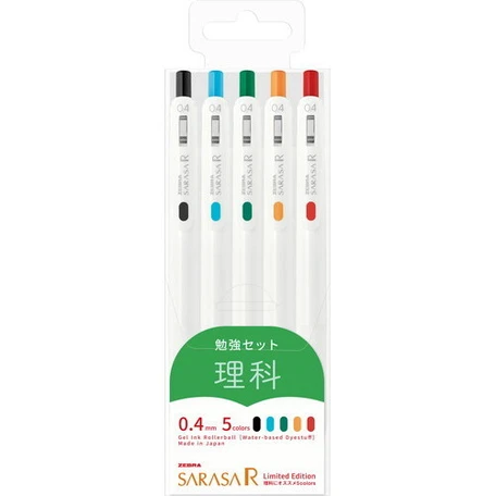 Zebra Ballpoint Pen SARASA-R 0.4mm gel Ink 5 Colors study set Science