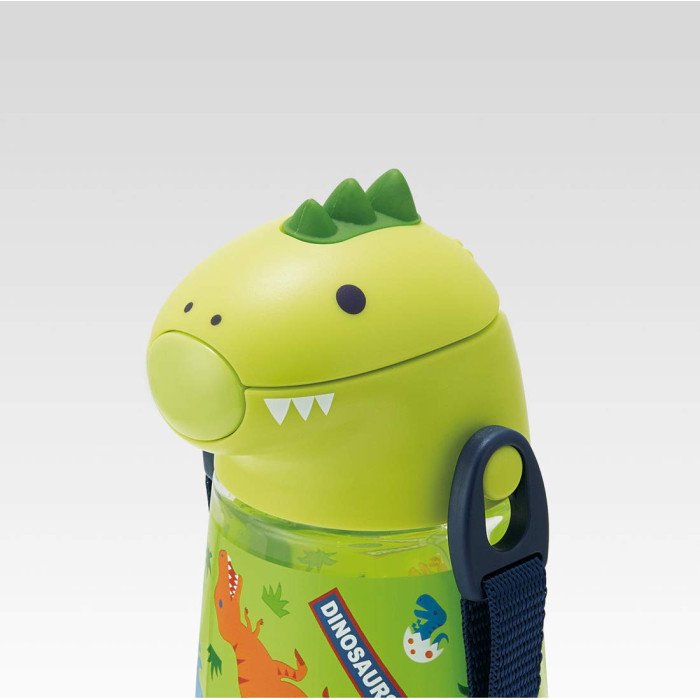 Skater PSHC4DK-A Die Cut Water Bottle with Straw, 14.2 fl oz (420 ml), Dino Saurus