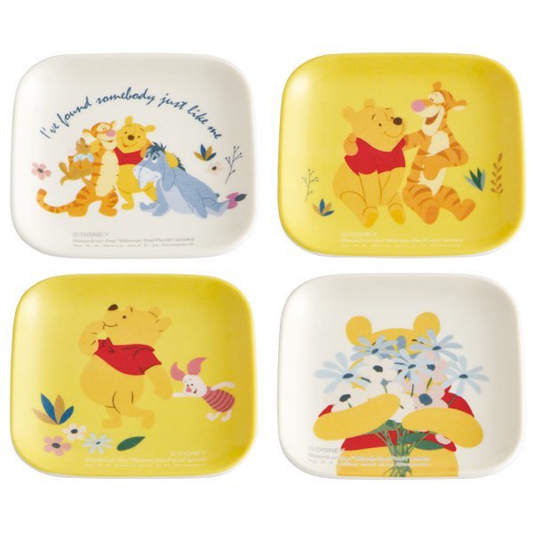 Skater Melamine Mini Plate 4P Winnie the Pooh/Pooh Blooms