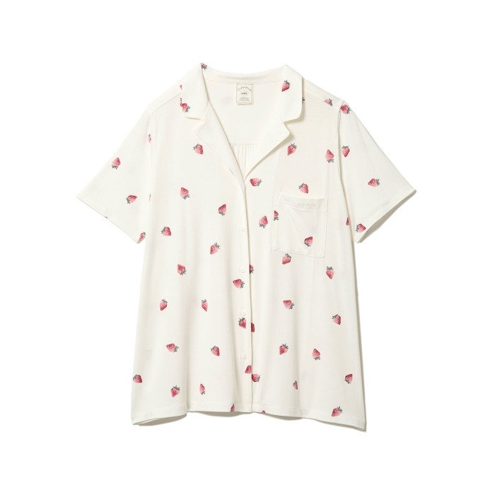 Alternative view of GELATO STRAWBERRY PATTERN OPEN-COLLAR SHORT SLEEVE
