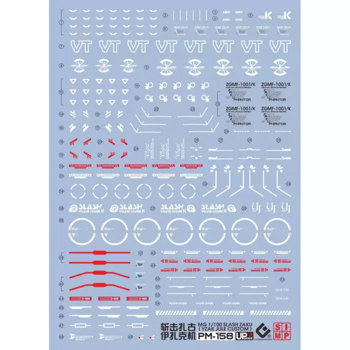 Alternative view of MG 1/100 SLASH ZAKU (YZAK JULE CUSTOM) EVO Water Decal