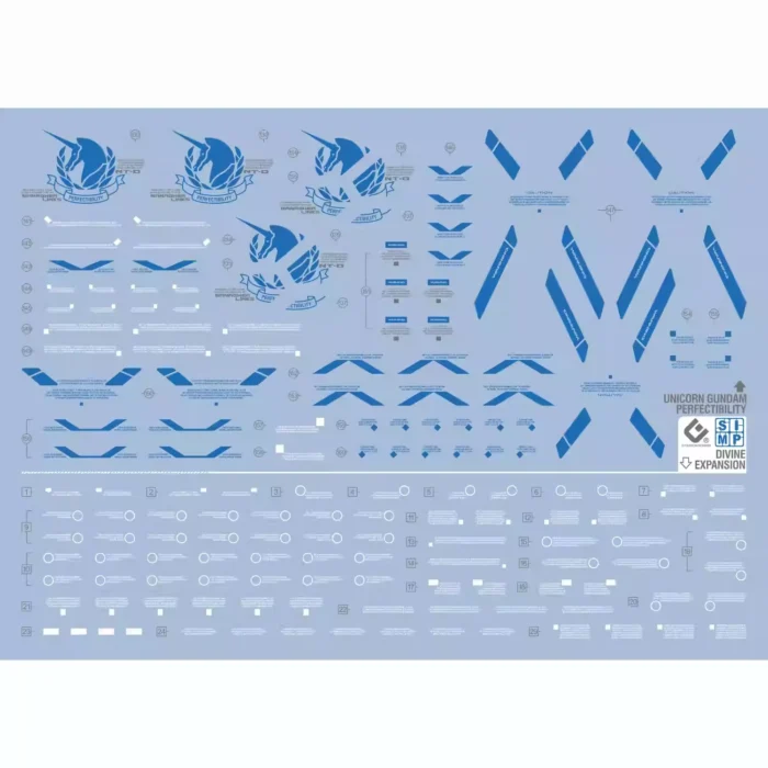 Alternative view of PG 1/60 Unicorn Gundam Perfectibility (Blue) EVO Water Decal