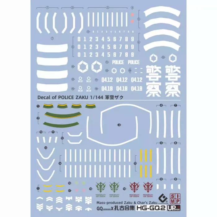 Alternative view of HG 1/144 POLICE ZAKU EVO Water Decal