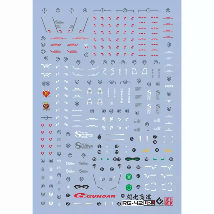 Alternative view of RG 1/144 SHINING GUNDAM EVO Water Decal