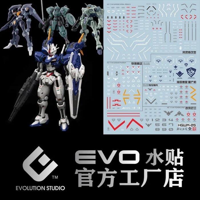 HG 1/144 GUNDAM AERIAL REBUILD/PHARACT/HEINDREE/ZOWORT EVO Water Decal